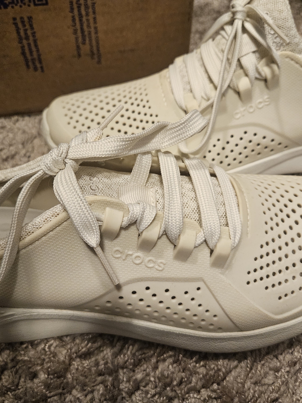 LiteRide By CROCS Womens Lace-Up Sneakers in Off-White/Cream